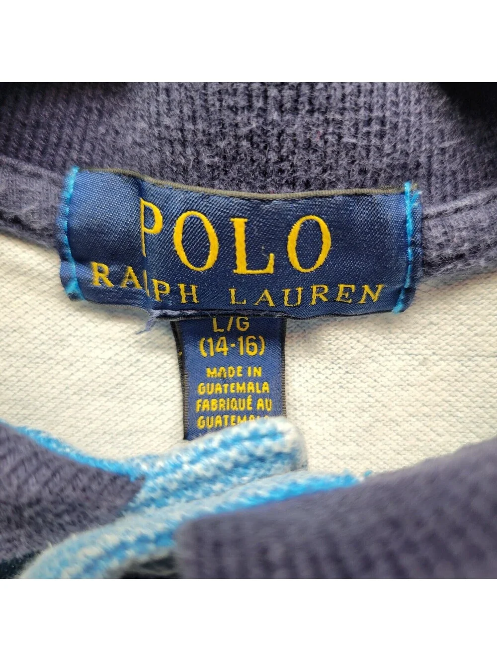 Toddler Boy's Polo Ralph Lauren Color Block Teal Yellow Stripe Polo sz L (14-16)